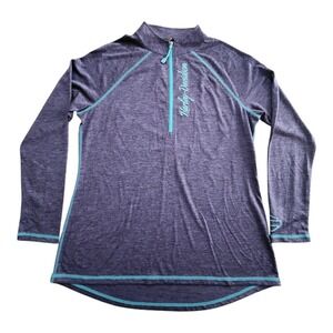 Harley Davidson Pullover Women XXL Blue Long Sleeve 1/4 Zip‎ Anchorage Alaska